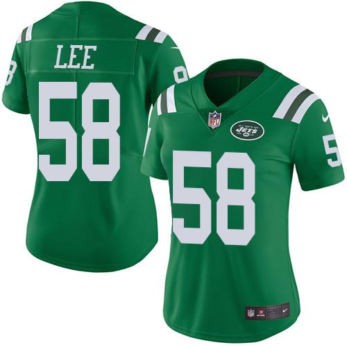 Nike Jets #58 Darron Lee Green Women's Stitched NFL Limited Rush Jersey - Click Image to Close